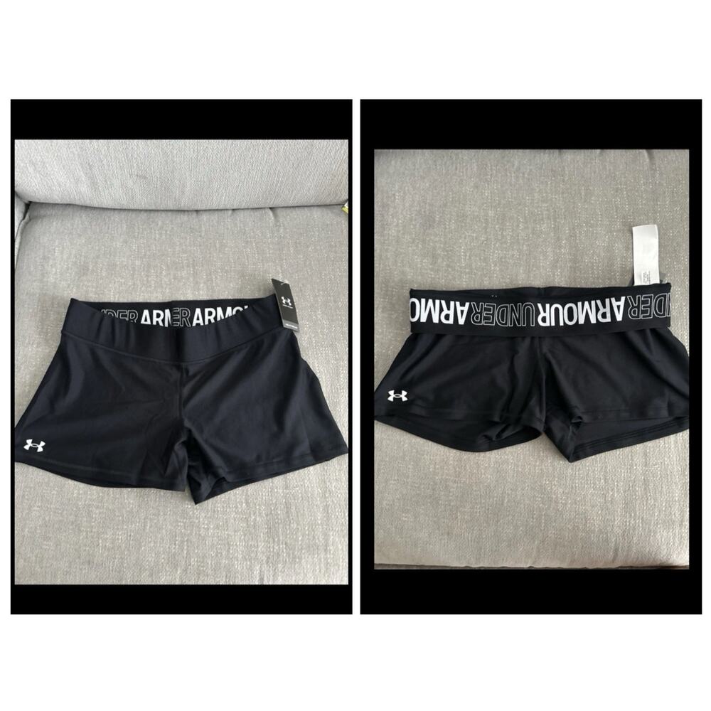 Under Armour Black Fold Down Waist HeatGear 3” Shorty 2X Sport Yoga Running